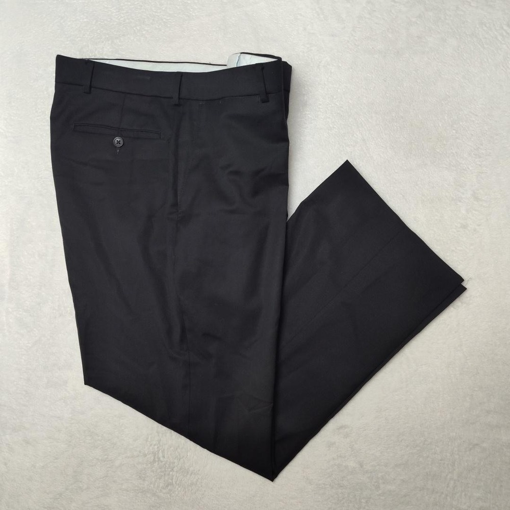6 East Pants Mens 36x29 Black Wool Straight Suit Dress Slacks Canada Trousers